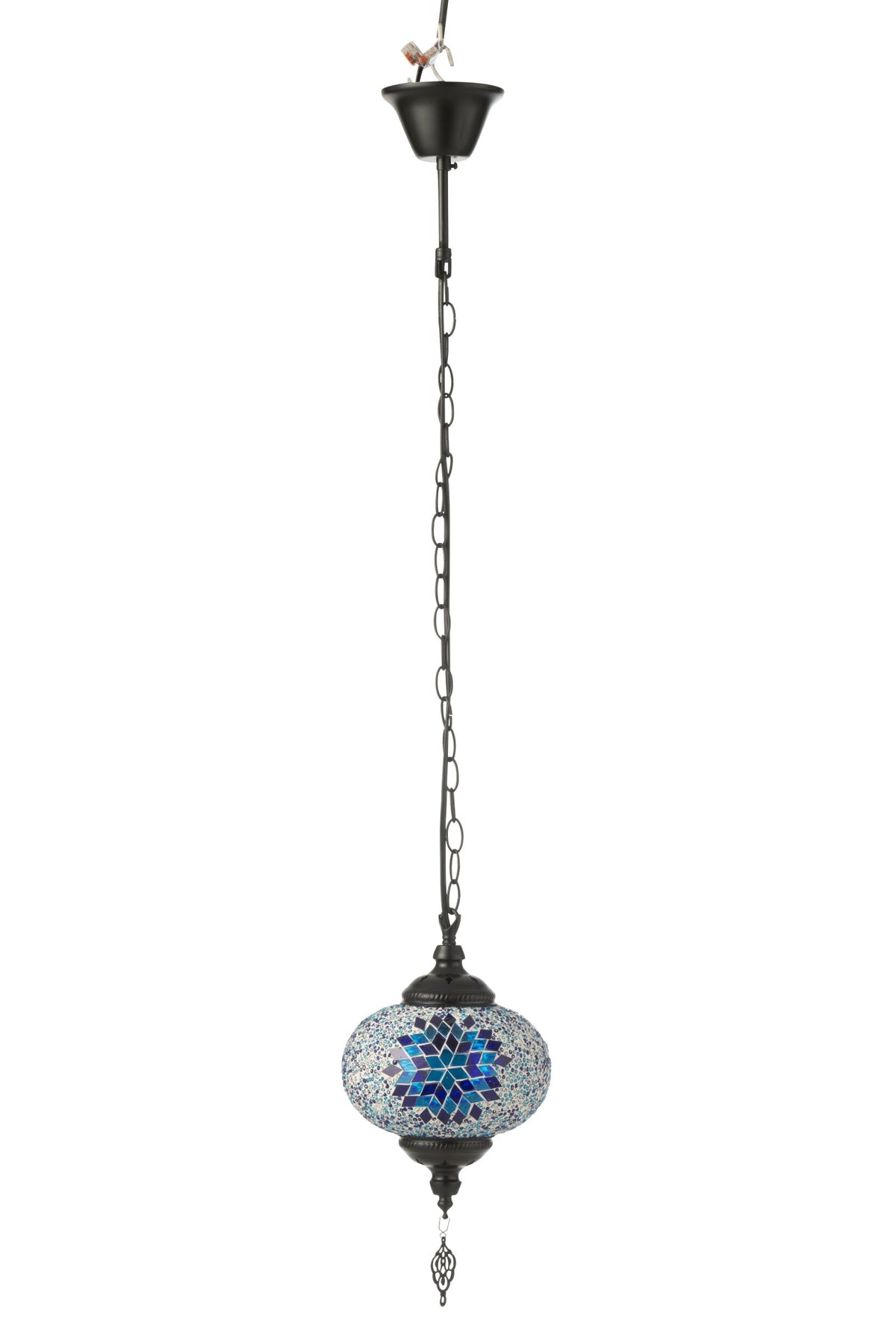 Mosaic glass/metal pendant lamp blue small