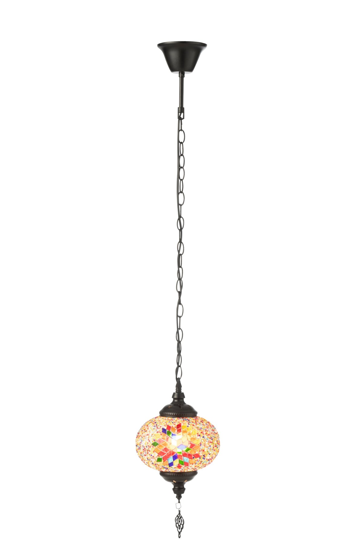 Mosaic glass/metal pendant lamp orange small