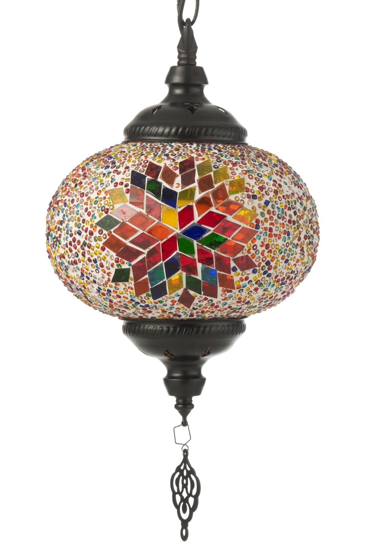 Mosaic glass/metal pendant lamp orange small