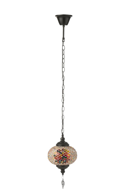 Mosaic glass/metal pendant lamp orange small