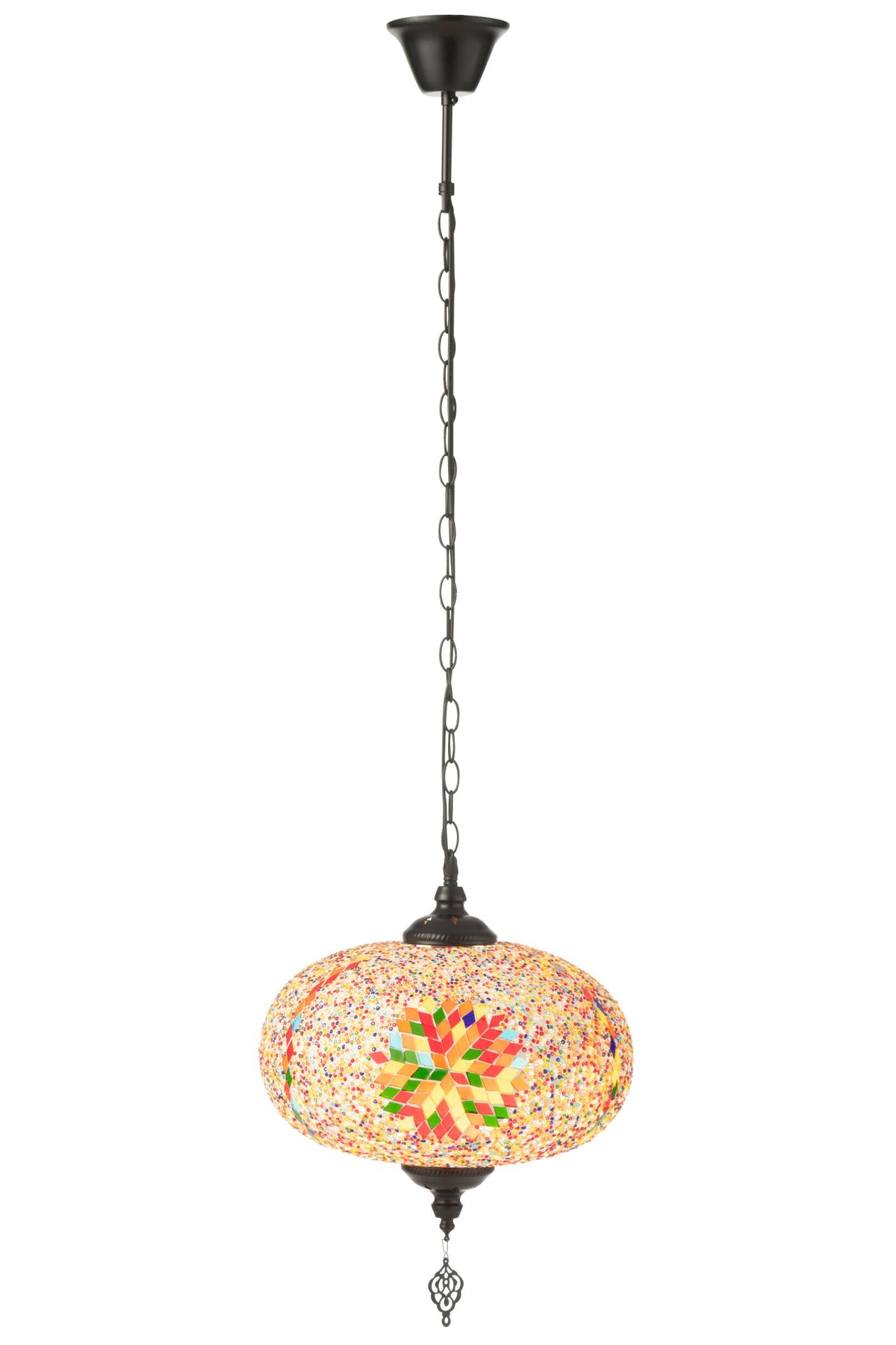 Suspension grande en verre mosaïque/métal orange