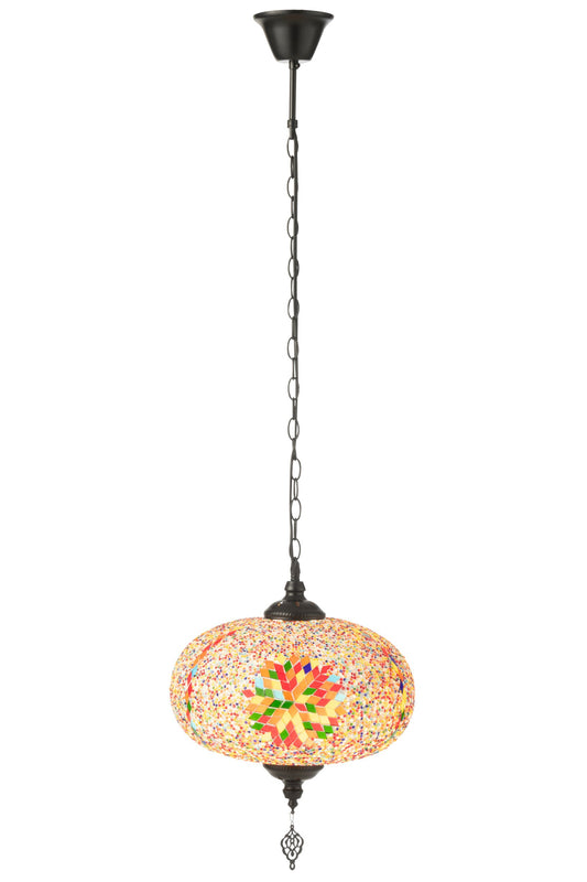 Suspension grande en verre mosaïque/métal orange