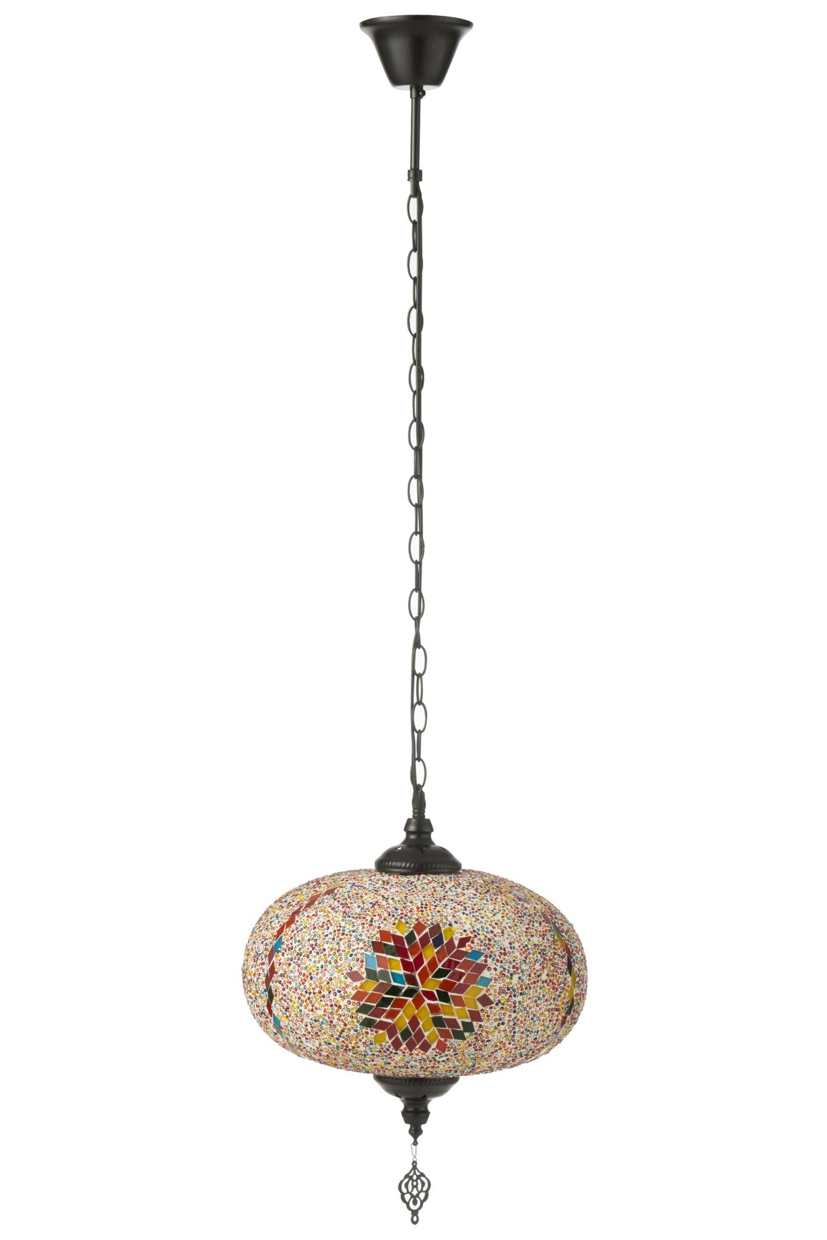 Suspension grande en verre mosaïque/métal orange