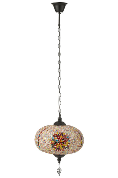 Suspension grande en verre mosaïque/métal orange