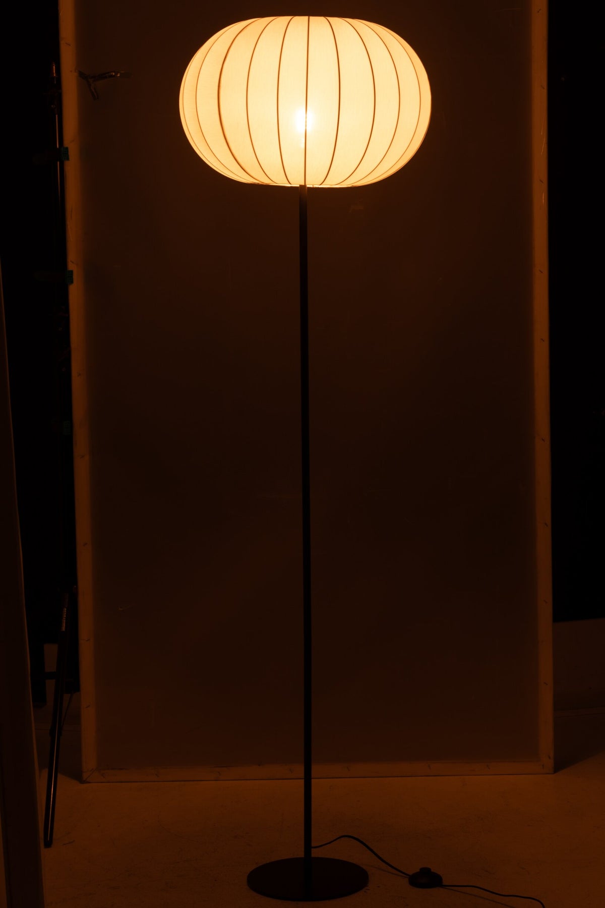 Floor lamp lantern metal/fabric white large