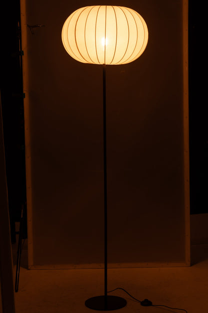 Floor lamp lantern metal/fabric white large