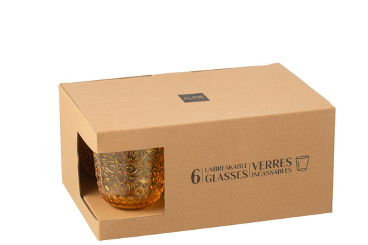 Set van 6 drinkglas kunststof geel