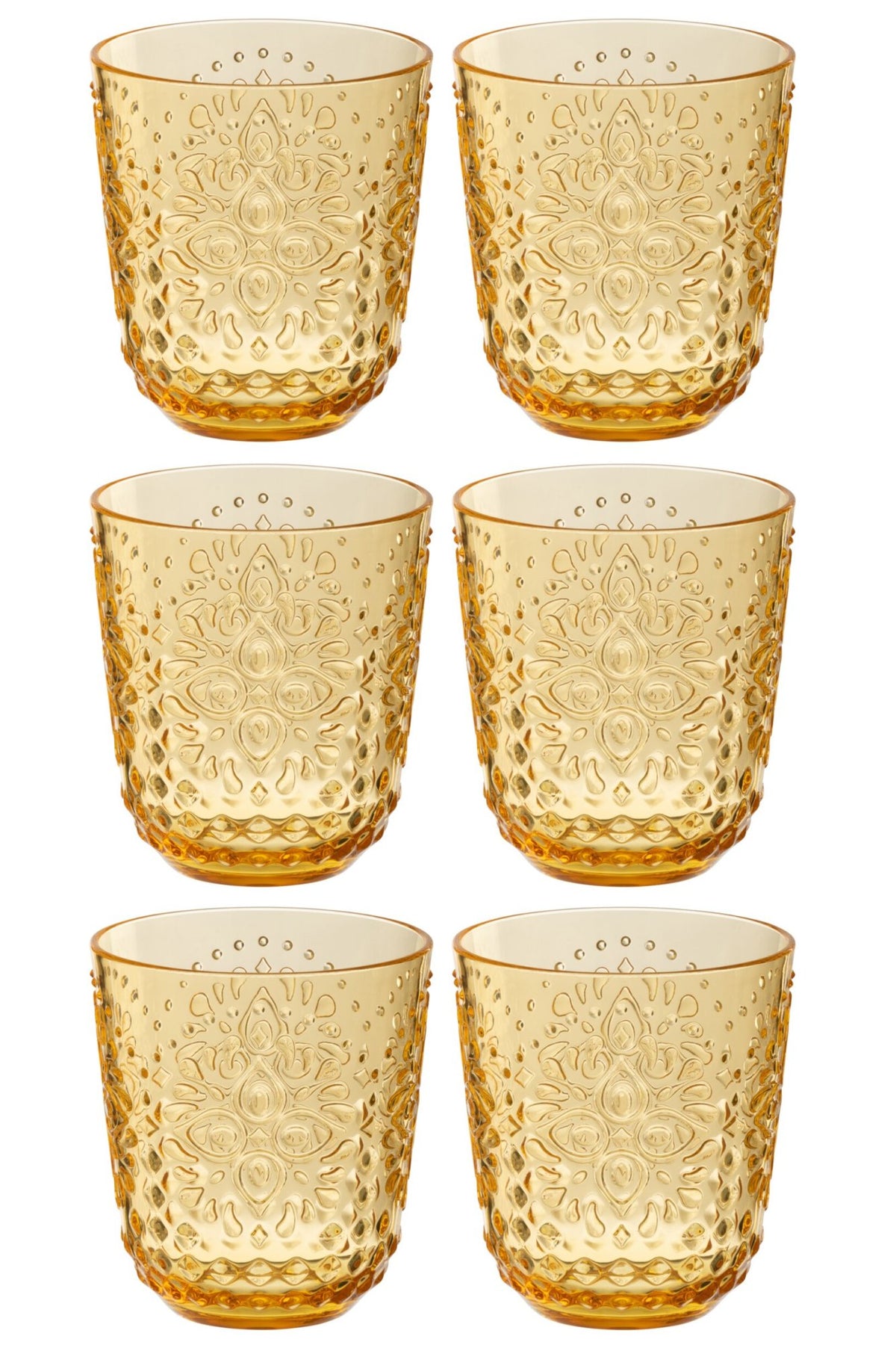 Set van 6 drinkglas kunststof geel