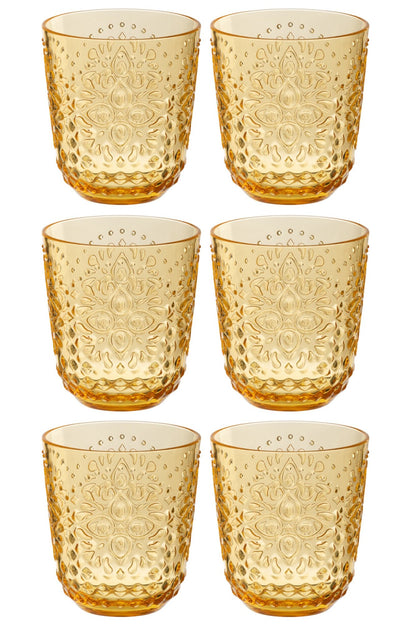 Set van 6 drinkglas kunststof geel