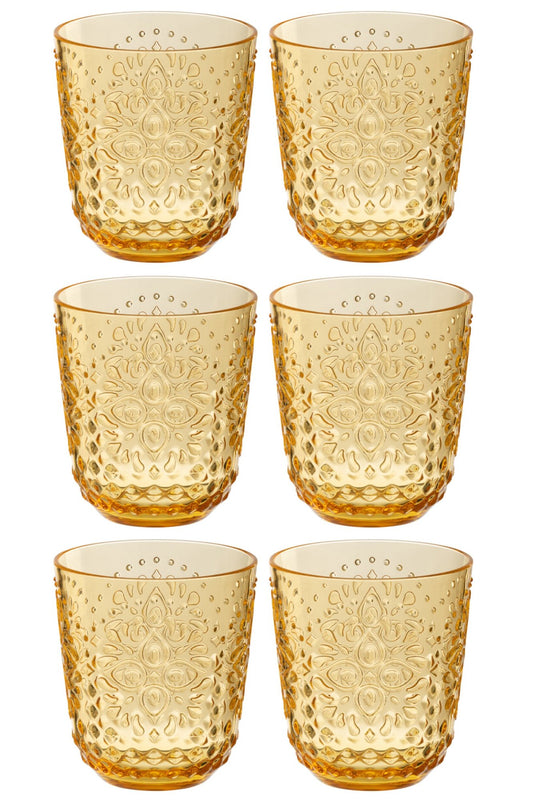 Set van 6 drinkglas kunststof geel