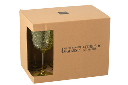 Set van 6 wijnglas kunststof groen