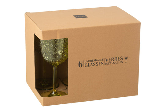 Set van 6 wijnglas kunststof groen