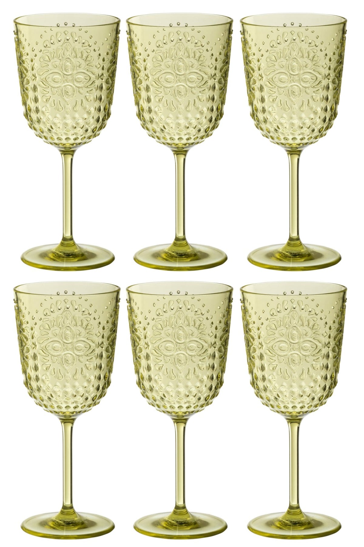 Set van 6 wijnglas kunststof groen