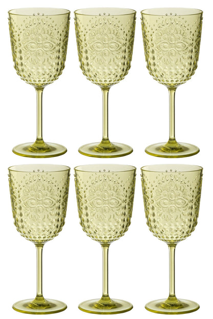 Set van 6 wijnglas kunststof groen