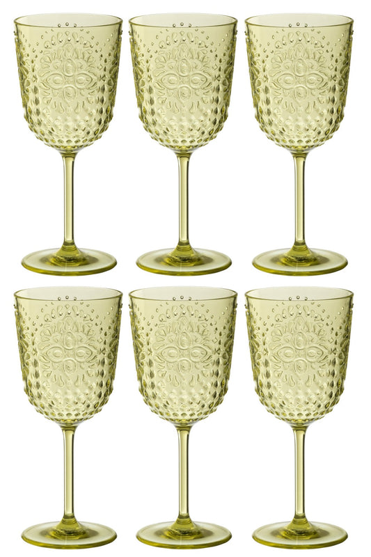 Set van 6 wijnglas kunststof groen