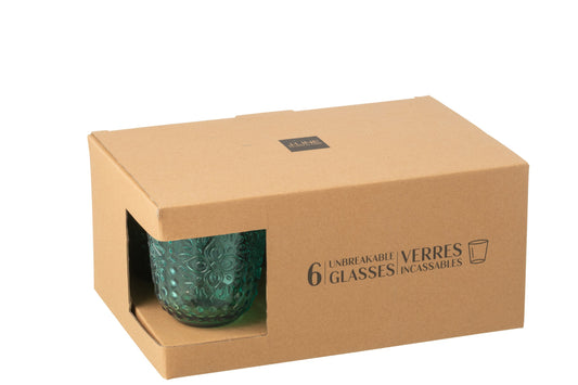 Set van 6 drinkglas kunststof aqua blauw