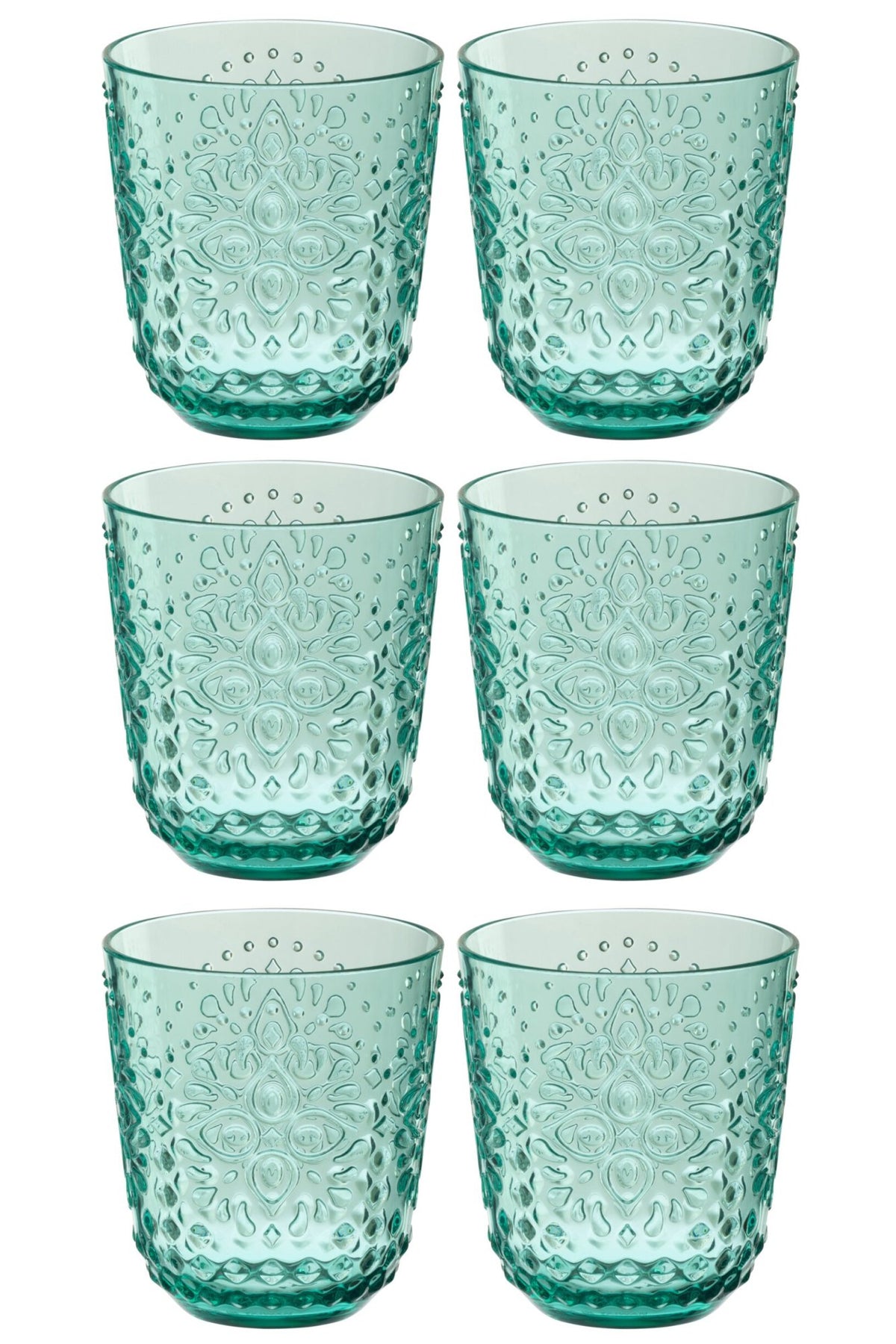Set van 6 drinkglas kunststof aqua blauw