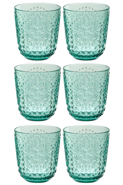 Set van 6 drinkglas kunststof aqua blauw