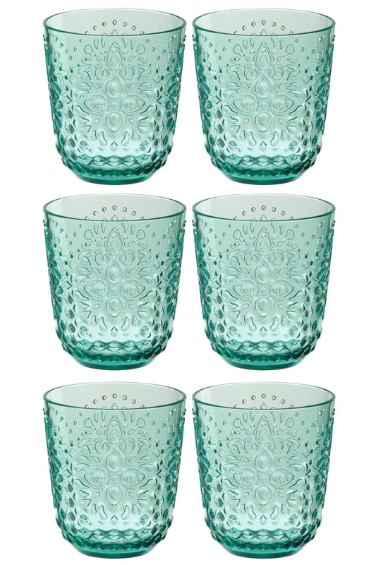 Set van 6 drinkglas kunststof aqua blauw