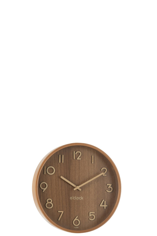 Wall Clock Plywood/Mdf Dark Natural Small