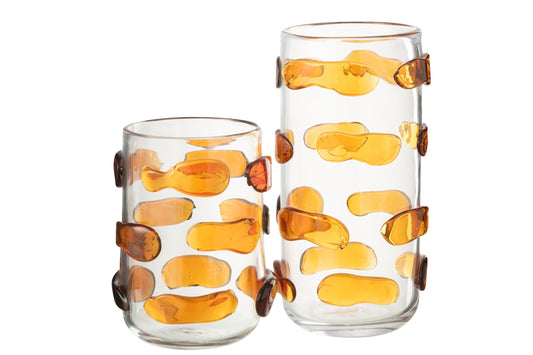 Vase Pebbles Glass Amber/Transparent Large