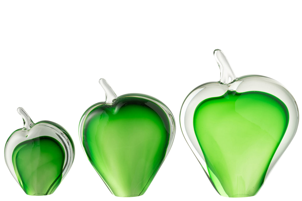 Set Of 3 Paperweight Malum Glass Green/Transparent