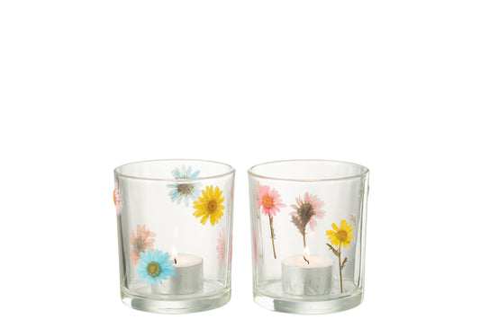 T-Lichthouder Posy Medium Glas Mix Assortiment Van 2