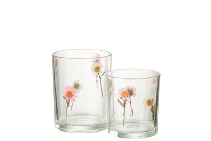 Windlicht Peggy Bloemen Glas Large