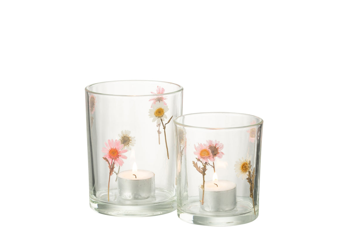 Windlicht Peggy Bloemen Glas Large