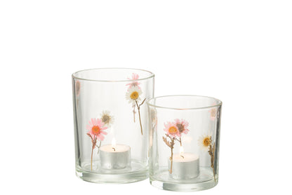 Windlicht Peggy Bloemen Glas Large