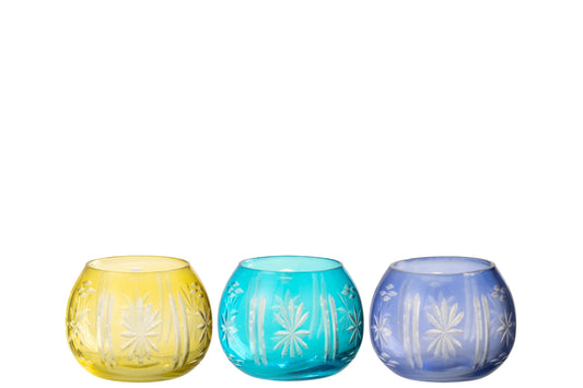 Theelichthouder Tarifa Rond Glas Mix Assortiment Van 3
