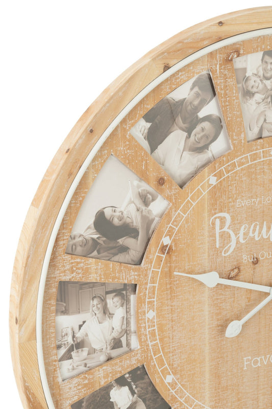 Wall Clock Photo Beautiful MDF Natural