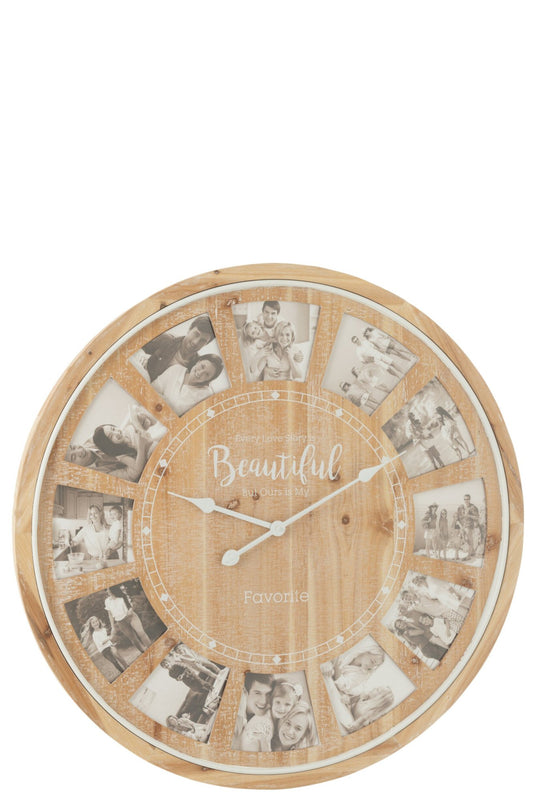 Wall Clock Photo Beautiful MDF Natural