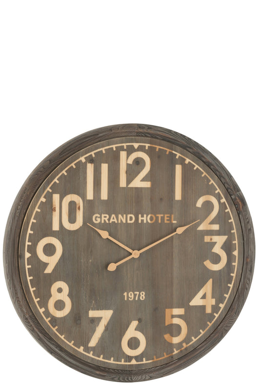 Wall Clock Grand Hotel MDF Dark Natural Large