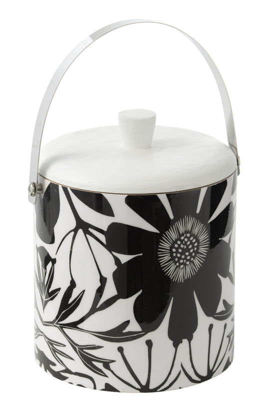IJsemmer bloemen patroon mango hout zwart/wit