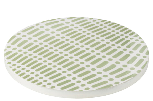 Dienblad draaiend rond mango hout groen/wit