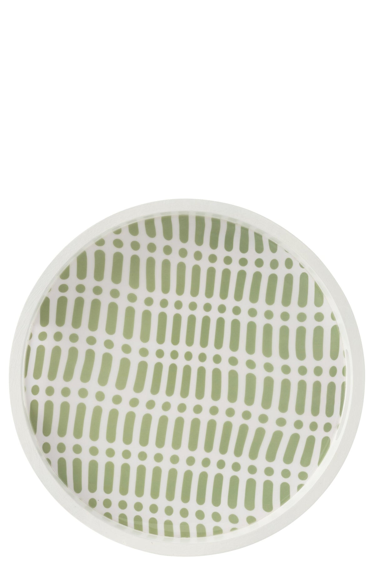 Dienblad rond met handvatten mango hout groen/wit