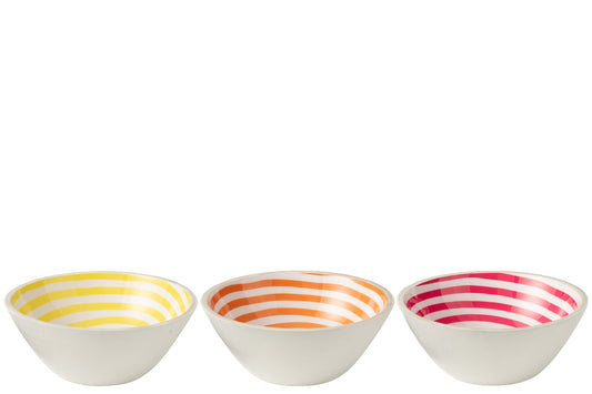 Bol spirale en bois de manguier rose/orange/jaune, grand assortiment de 3