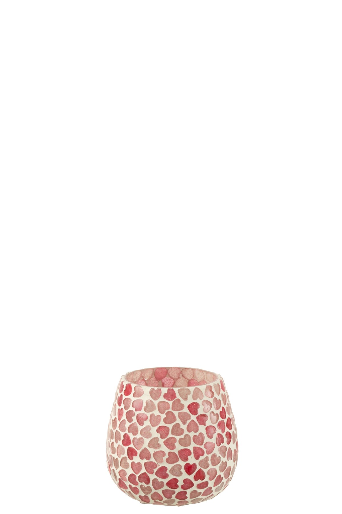 Theelichthouder Hart Mozaiek Glas Roze Small