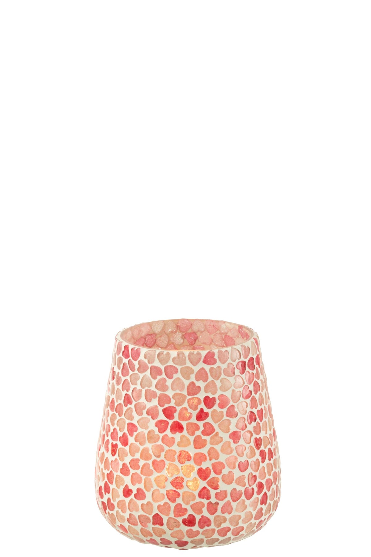 Theelichthouder Hart Mozaiek Glas Roze Large