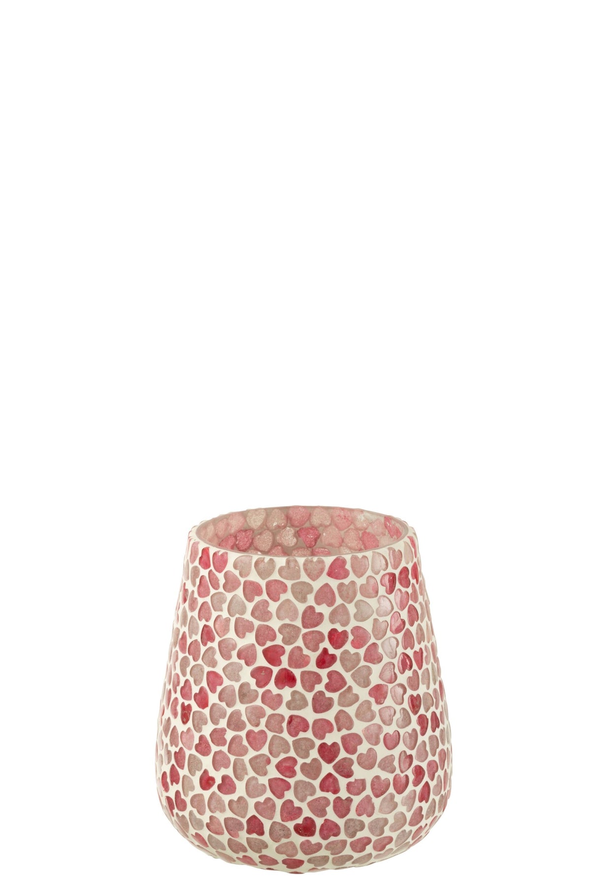 Theelichthouder Hart Mozaiek Glas Roze Large