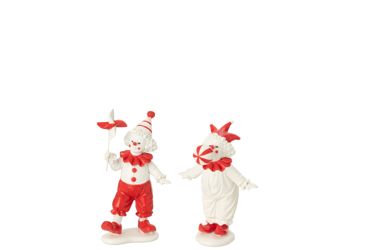 Clown Balloon + Toy Stone Red/White Assortment Of 2