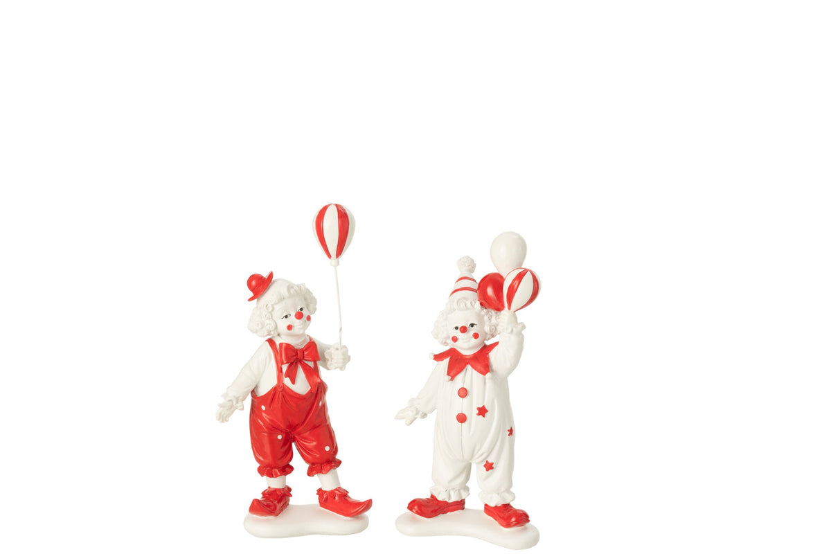 Clown Balloon Stone Red/White Assortment Of 2