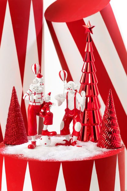 Clown Balloon + Doll Stone Red/White Assortment Of 2