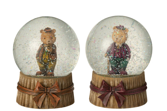 Water Globe Bear Stone Multicolored Assortment Of 2