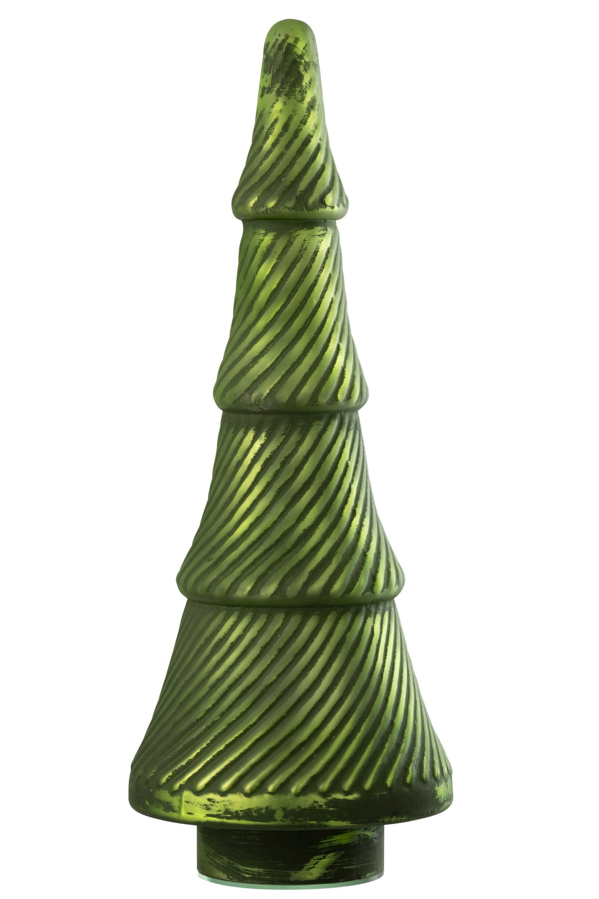 Christmas Tree Oxydised Ribbed Glass Green Large
