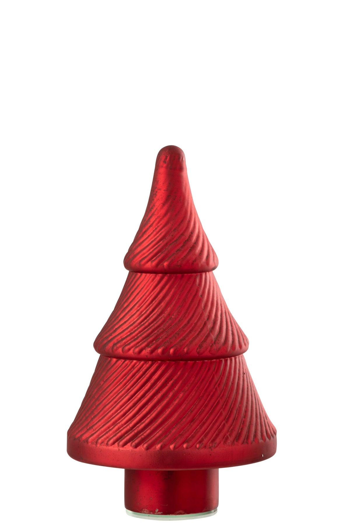Christmas Tree Oxydised Ribbed Glass Red Small