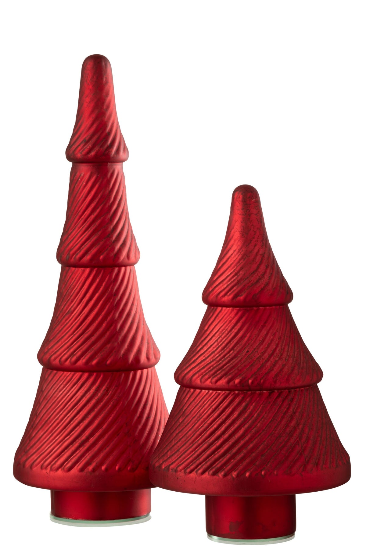 Christmas Tree Oxydised Ribbed Glass Red Large