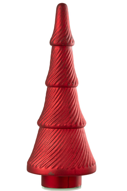 Christmas Tree Oxydised Ribbed Glass Red Large