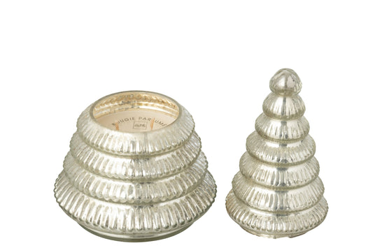 Geurkaars Boom Geribbeld Glas Zilverkleurig Large